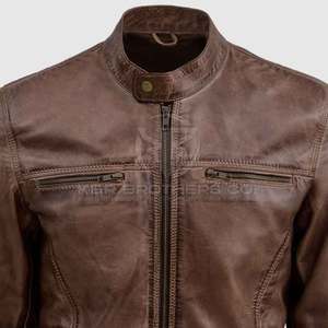 Veste d'hiver en cuir véritable à la mode pour hommes, vêtements d'extérieur chauds et durables avec style moderne, veste d'hiver en cuir décontractée et élégante pour hommes - Product Image 5