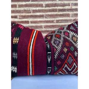 Funda de Almohada Marroquí Hecha a Mano, Funda de Cojín Tradicional Bereber, Cojín Decorativo Boho para Sofá, Almohada Decorativa de Algodón para el Hogar - Product Image 1