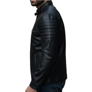 Top Selling Men's Stylish Canvas Waterproof Autumn Washed Zipper Closure High Street Motorbike <b>Racer</b> Leather <b>Jacket</b> - Product Image 3