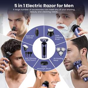 Afeitadora Eléctrica Rotativa 5 en 1 para Hombre, Recargable por USB, Resistente al Agua IPX7, Cabezal Flotante 3D, Lavable, para Recortar Barba, Vello Facial y Nasal - Product Image 6