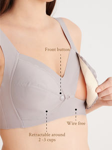 XXL High Quality Everyday Comfort Maternity Nursing <b>Bra</b> Solid Pattern Front-Button Design Latest Latex Fabric <b>Bra</b> Brief Sets - Product Image 3