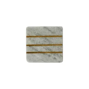 Poignée de tiroir carrée en marbre avec rayures dorées, design traditionnel, installation facile pour commode et porte d'armoire - Product Image 6