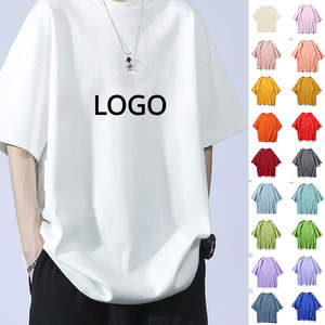 AOLA-T-shirt noir épais pour homme, surdimensionné, avec logo personnalisé uni, couleur unie, grande taille, 100% coton, 2024 - Product Image 2