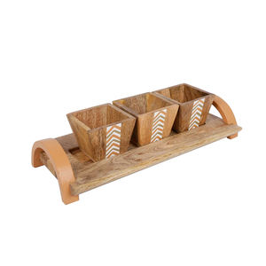 Plateau de serveur en bois de résine de forme rectangulaire de qualité supérieure plateau de serveur de café de boisson froide plateau de service d'hôtel maison restaurant - Product Image 2