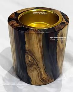 Support de bakhoor en bois artisanal avec brûleur d'aromathérapie thérapeutique au design de feuille et porte-encens - Product Image 5