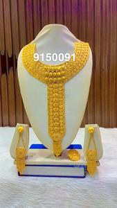 Ensemble de colliers vintage Dubai en laiton plaqué or avec diamants Cadeau d'anniversaire de mariage classique pour les femmes Zircon Pearl Strand Alloy Main - Product Image 3