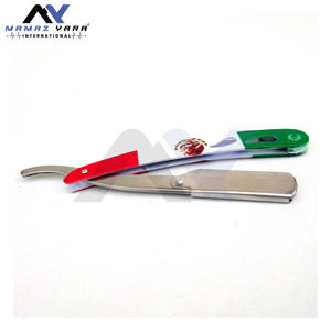 Navaja de afeitar profesional con mango de bandera mexicana para barbería, cuchilla recta para afeitado en húmedo clásico con bloqueo giratorio para salón. - Product Image 3