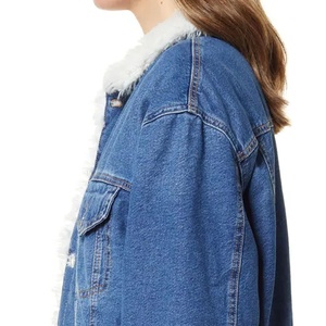 <b>Women</b> Plus Size Jean <b>Jackets</b> Casual Luxury Pearl <b>Short</b> Denim Tops Fashion Custom Long <b>Sleeve</b> Pearl Denim <b>Jacket</b> - Product Image 5