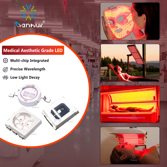 Tianhui Medical Aesthetic LED Physiotherapy Red Light Therapy 630nm/660nm/810nm/850nm/940nm Custom SMD LED Chip Bead 1-Year
