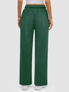 กางเกงสเวตเตอร์ผ้าคอตตอน100% ของผู้หญิง2025กางเกงขากว้างระบายอากาศได้ดีสำหรับฤดูหนาวสไตล์หน้าเรียบ - Product Image 6