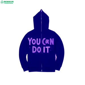 Sweat à capuche zippé intégral avec logo personnalisé, en molleton délavé/éponge française, unisexe, séchage rapide, respirant, impression en relief - Product Image 2