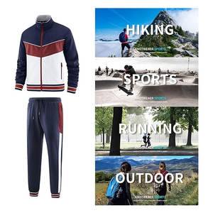 ชุดวอร์มสำหรับผู้ชายชุดวิ่งออกกำลังกายแบบลำลองสองชิ้นเสื้อผ้าเล่นกีฬาแขนยาวซิปเต็มตัวผ้าฝ้ายขนาดใหญ่ - Product Image 6