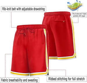 Nouvel arrivage de shorts de basket-ball décorés vintage shorts de gym décontractés surdimensionnés avec logo personnalisé impression par sublimation caractéristique respirante - Product Image 6