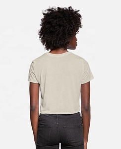 Boxy Yoga Crop Tops Camiseta de verano con estampado de logotipo personalizado de secado rápido y comprimido con cuello redondo Tamaños personalizados disponibles - Product Image 4