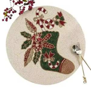 Hot Selling Eco-Friendly Wedding Party <b>Round</b> Glass Bead Coasters & <b>Placemat</b> with Customizable Color Size for Home Restaurant Use - Product Image 2