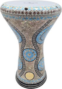 Gawharet El Fan 17,5 pouces, tambour égyptien professionnel turquoise ciel perlé, Darbuka - Product Image 5