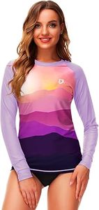 Deerose <b>Womens</b> Gradient <b>Rash</b> <b>Guard</b> UPF 50+ Swim Shirts Surfing Top with Thumb Hole - Product Image 4