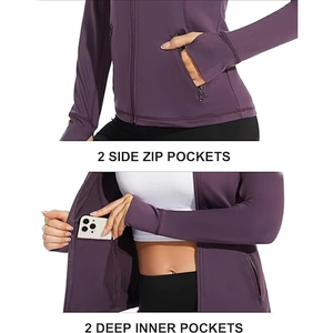 Ropa deportiva para mujer, chaqueta para correr de secado rápido con cremallera para Yoga, manga larga, para exteriores, Fitness, gimnasio, entrenamiento, abrigo para mujer, Top para correr y Yoga - Product Image 5