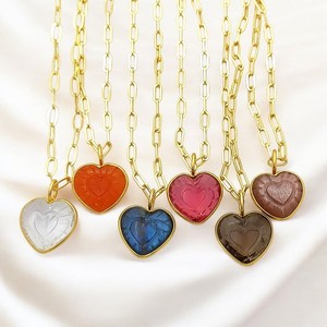 15mm <b>Heart</b> Shape Carnelian Pendant Necklace Gold Plated Handmade Carnelian Carving Necklace Indian Jewelry Wholesale Suppliers - Product Image 4