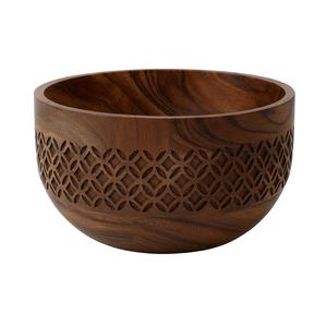 ชามไม้สีน้ำตาลพร้อมดอกไม้แกะสลักลายนูนเหมาะสำหรับตกแต่งบ้านโต๊ะผลไม้แห้งหรือของขวัญตามเทศกาล - Product Image 5