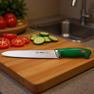 PREMANA PROFESSIONAL Cuchillo de Cocina para Rebanar de Acero Inoxidable de 24 cm Verde y Cromado 3066 - Product Image 3