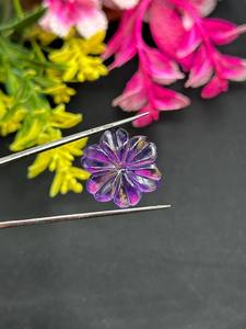 Impresionante piedra preciosa tallada a mano tamaño 10MM forma de flor amatista tallado piedra suelta Natural uso para hacer joyería - Product Image 3