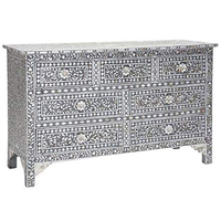 Coffre à tiroirs en incrustation d'os Coffre à 7 tiroirs Floral Multi Color Bone Inlay Table Top With Best Quality Bone/Nacre Inlay