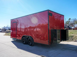 8.5 x 20 Red V-Nose mobile food truck with Blackout Trim Vending for sale - Product Image 5