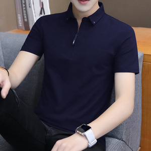 T-shirt à manches courtes tendance avec logo personnalisé OEM, T-shirt d'été fin pour homme, T-shirt à manches courtes pour homme, Polo à fermeture éclair pour homme - Product Image 5