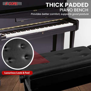 5 Core Duet Piano <b>Bench</b> 3.5 Inch Padded <b>Cushioned</b> Stool Wooden Heavy Duty Musician Chair w Storage - Product Image 6