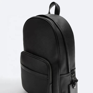 Minimalist <b>Black</b> Softback <b>Backpack</b> With Laptop Compartment Water Resistant Zipper Closure Unisex Shoulder Straps - Product Image 6