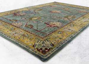 Tapis traditionnel bleu sarcelle de style persan en or, bleu et beige |    chambre chambre d'enfants |   Tapis de 8x10 à 9x12, taille personnalisable disponible - Product Image 6