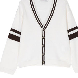 Bulk Orders Women's <b>V</b>-<b>Neck</b> Cardigan <b>Sweater</b> <b>For</b> Fashionable Cozy <b>Sweater</b> White OEM Wholesale Factory Price - Product Image 5