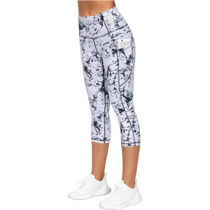 Pantalones de Yoga de cintura alta XL para mujer, mallas deportivas elásticas de secado rápido, logotipo personalizado, entrenamientos de talla grande, estampado de Material Spandex - Product Image 4