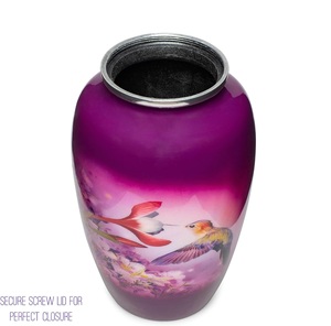 Venta al por mayor Popular púrpura colibrí esmalte Color aluminio Metal cremación urnas estilo adulto tarros conmemorativos cenizas funerarias urnas - Product Image 3