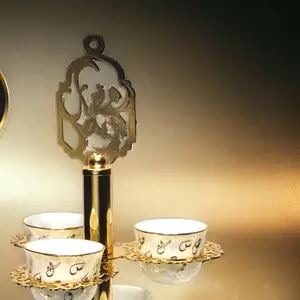 ZUMRUT coffee cup set with metal stand mirra porcelain set with metal stand made in turkey boutique coffee sets quality designs