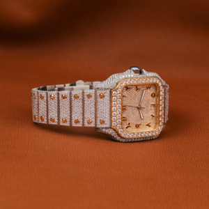 Custom Stunning Full Iced Out Round Moissanite Diamond Classic Date Dial and Arabic Number Features Diamond Watch For Men <b>Gift</b> - Product Image 4