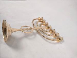 Handmade Flameless <b>Brass</b> Hanukkah Menorah <b>Candlestick</b> <b>Holder</b> Traditional Filigree Design Textured Classic Judaica Home - Product Image 5