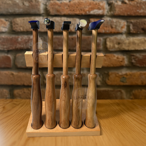 Juego de martillo de joyería de acero inoxidable Luminex Impex profesional de 5 piezas con soporte de almacenamiento de madera | Herramientas artesanales de formación de metal - Product Image 1