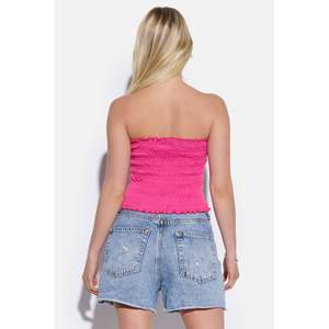 Blusa Corta para Mujer Académica, Diseño sin Tirantes con Pliegues, Estampado Floral a Cuadros, Tejido de Seda, Larga o Corta, Talla XL, Informal, con Encaje, Lisa, Teñida, Ajustada - Product Image 6