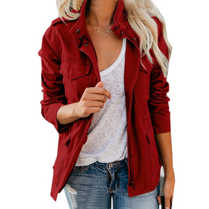 High Street Women's Lightweight 100% Cotton Canvas Jackets <b>Stand</b> Collar Full Sleeves Breathable Jackets - Product Image 1
