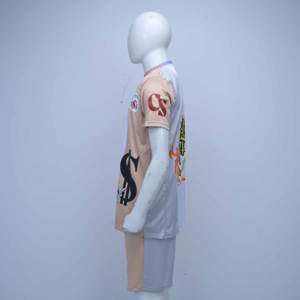 Ensemble de survêtement d'été pour homme en satin imprimé, t-shirt à manches courtes et short, 2 pièces, couleur unie, séchage rapide - Product Image 5