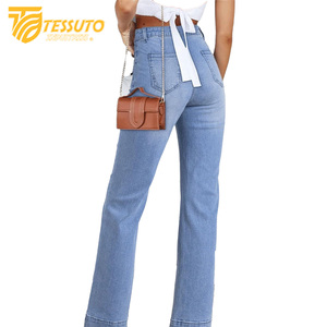 Pantalon cargo taille haute pour femme Jeans en denim taille haute élégants - Product Image 1
