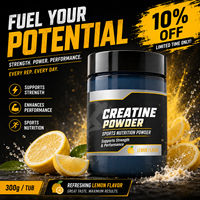 Complément de créatine en poudre 300g Créatine monohydrate saveur citron Nutrition sportive pour la force musculaire et les performances Marque privée