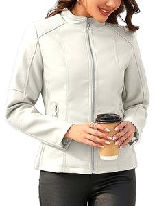 Chaquetas de Cuero para Mujer - Chaqueta de Cuero Casual Estilo Café Racer para Mujer - Product Image 3