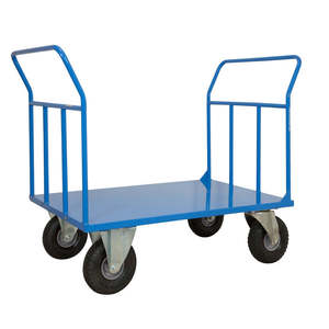 Chariot à plateforme maxi à usage industriel, double face, avec freins anti-crevaison, quatre roues, pour le shopping, OEM - Product Image 1