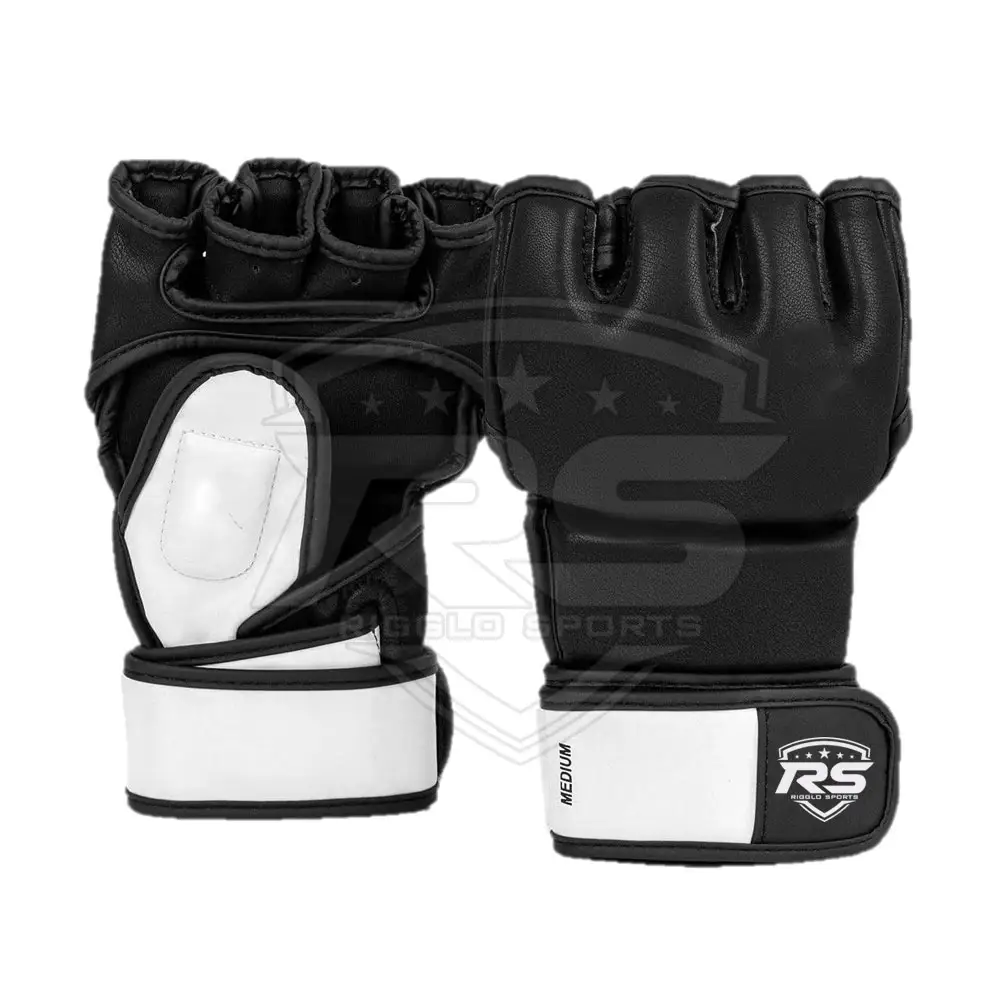 Best Padding & Strong Grip MMA Gloves Half-Finger Boxing Fight Gloves MMA Black And White Color Fighting Gloves