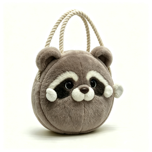 Bolso bandolera de peluche de mapache personalizado, peluche de mapache suave con correa ajustable, bolso de peluche de mapache con temática animal para niños - Product Image 1