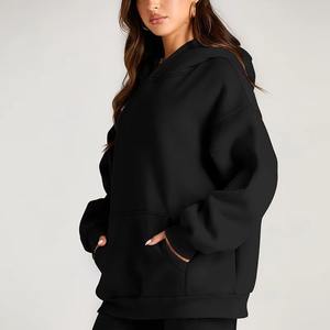 Survêtements en molleton de coton brossé respirant à capuche pour femmes poches kangourou taille élastique tenue décontracté d'hiver - Product Image 5