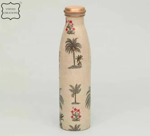 Elegant Design printed Copper <b>Water</b> Bottle Handmade New Trendy Ayurvedic Design Direct Drinking Boiling <b>Water</b> - Product Image 3